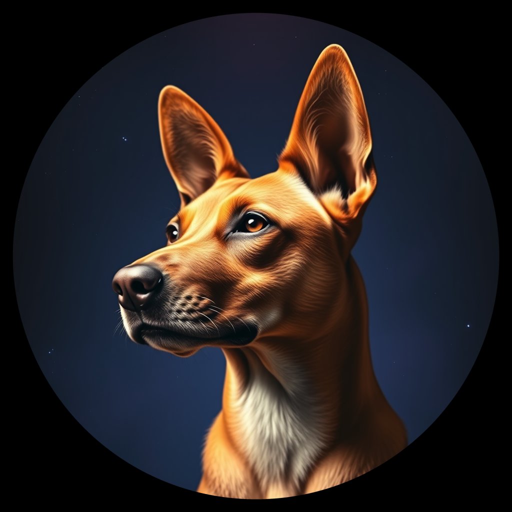 Cosmic medallion portrait of PFZ3F09_PFZ3F09, a Village Dog Uganda