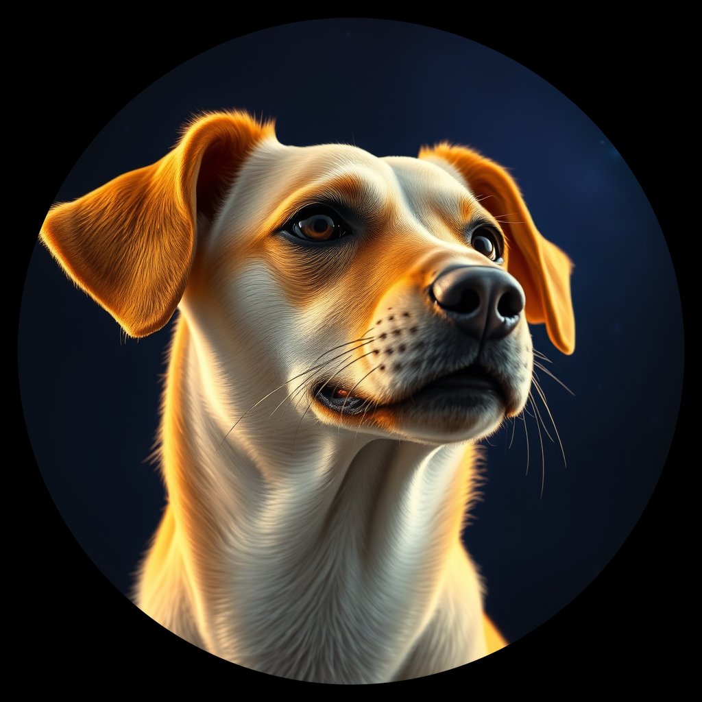 Cosmic medallion portrait of PFZ3F11_PFZ3F11, a Village Dog Namibia Northern