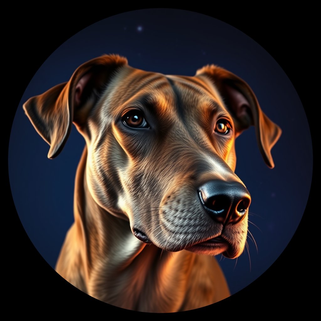 Cosmic medallion portrait of PFZ3G03_PFZ3G03, a Village Dog Brazil