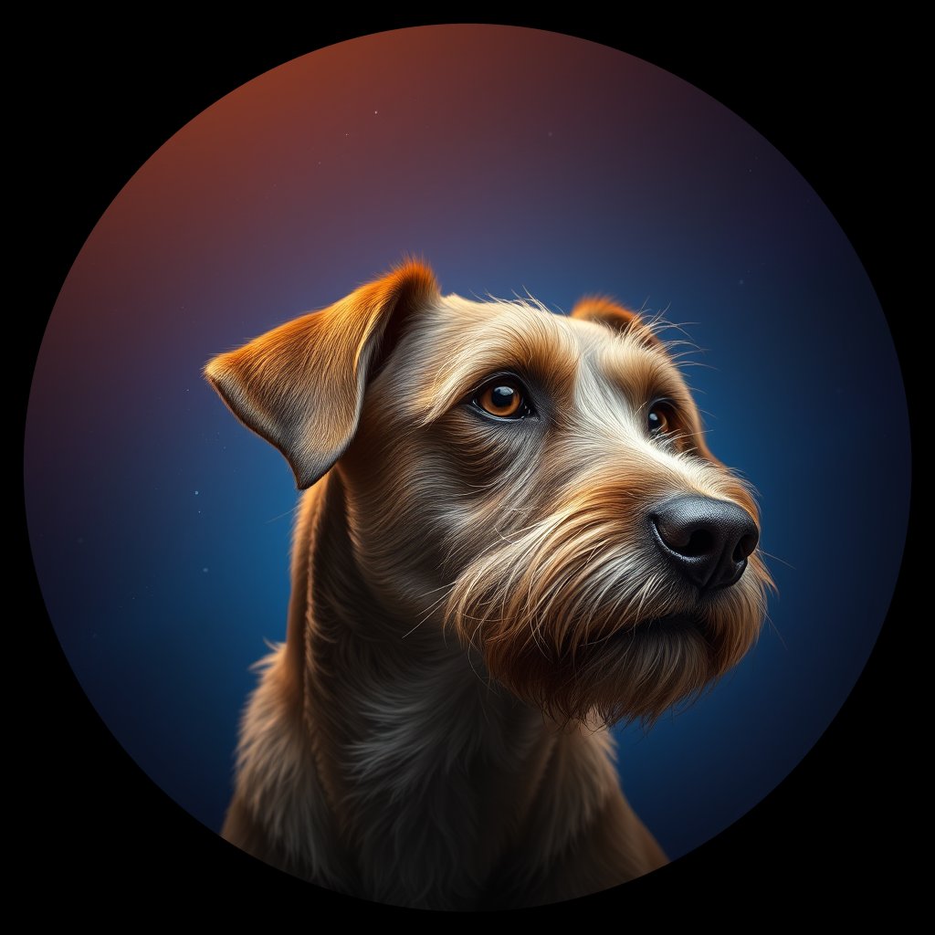Cosmic medallion portrait of PFZ3G04_PFZ3G04, a Village Dog Portugal