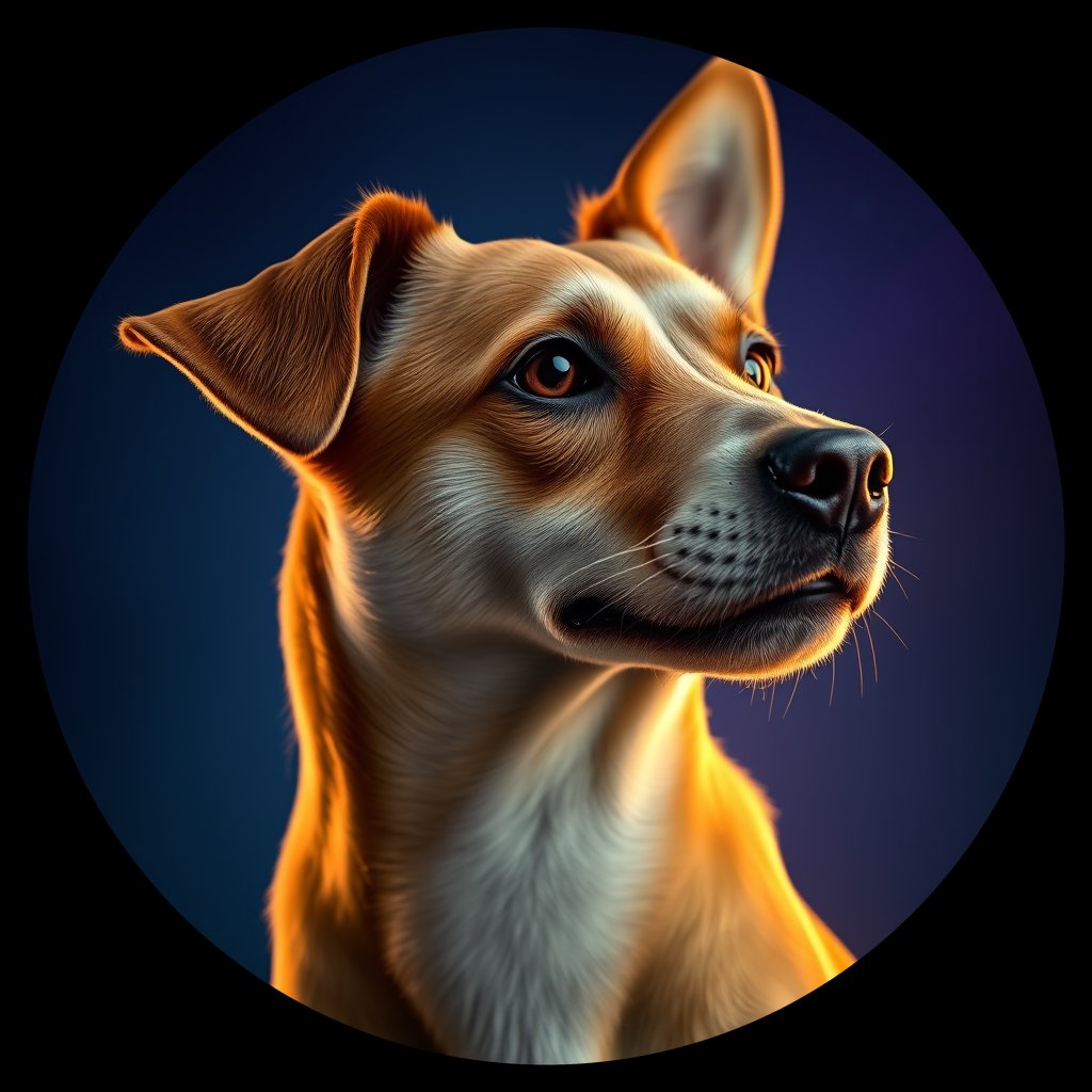 Cosmic medallion portrait of PFZ3G05_PFZ3G05, a Village Dog Mexico Mexico City