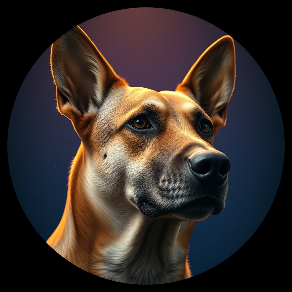 Cosmic medallion portrait of PFZ3G06_PFZ3G06, a Village Dog Mexico Morelia