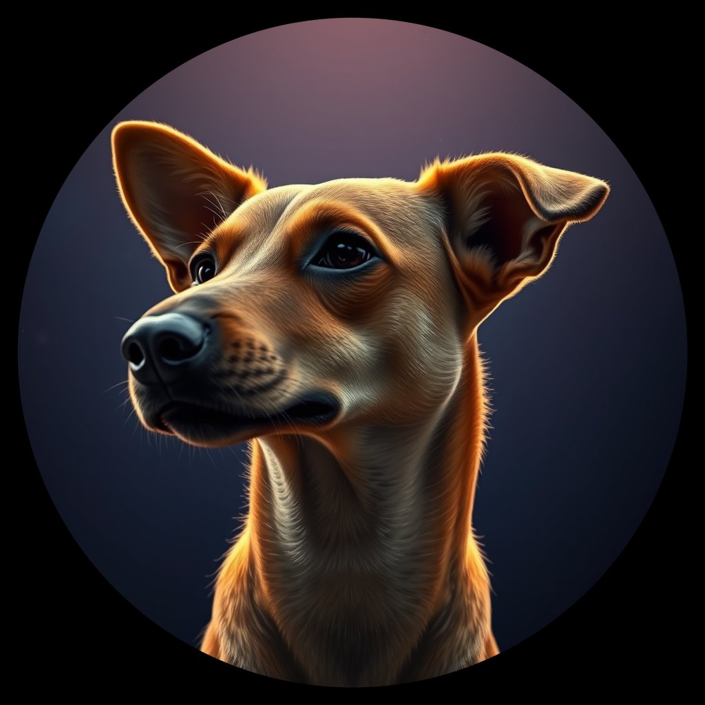 Cosmic medallion portrait of PFZ3G08_PFZ3G08, a Village Dog Namibia Northern