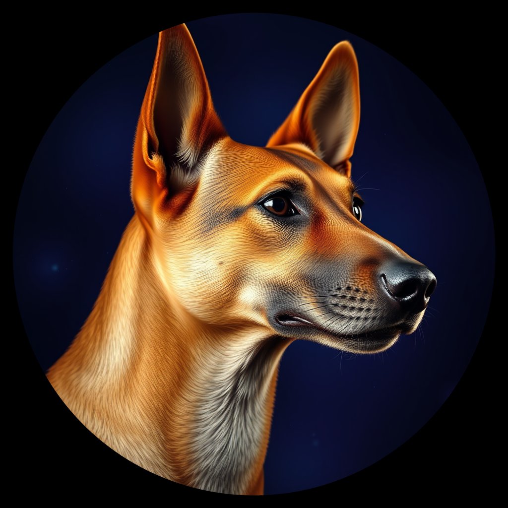 Cosmic medallion portrait of PFZ3G09_PFZ3G09, a Village Dog Uganda