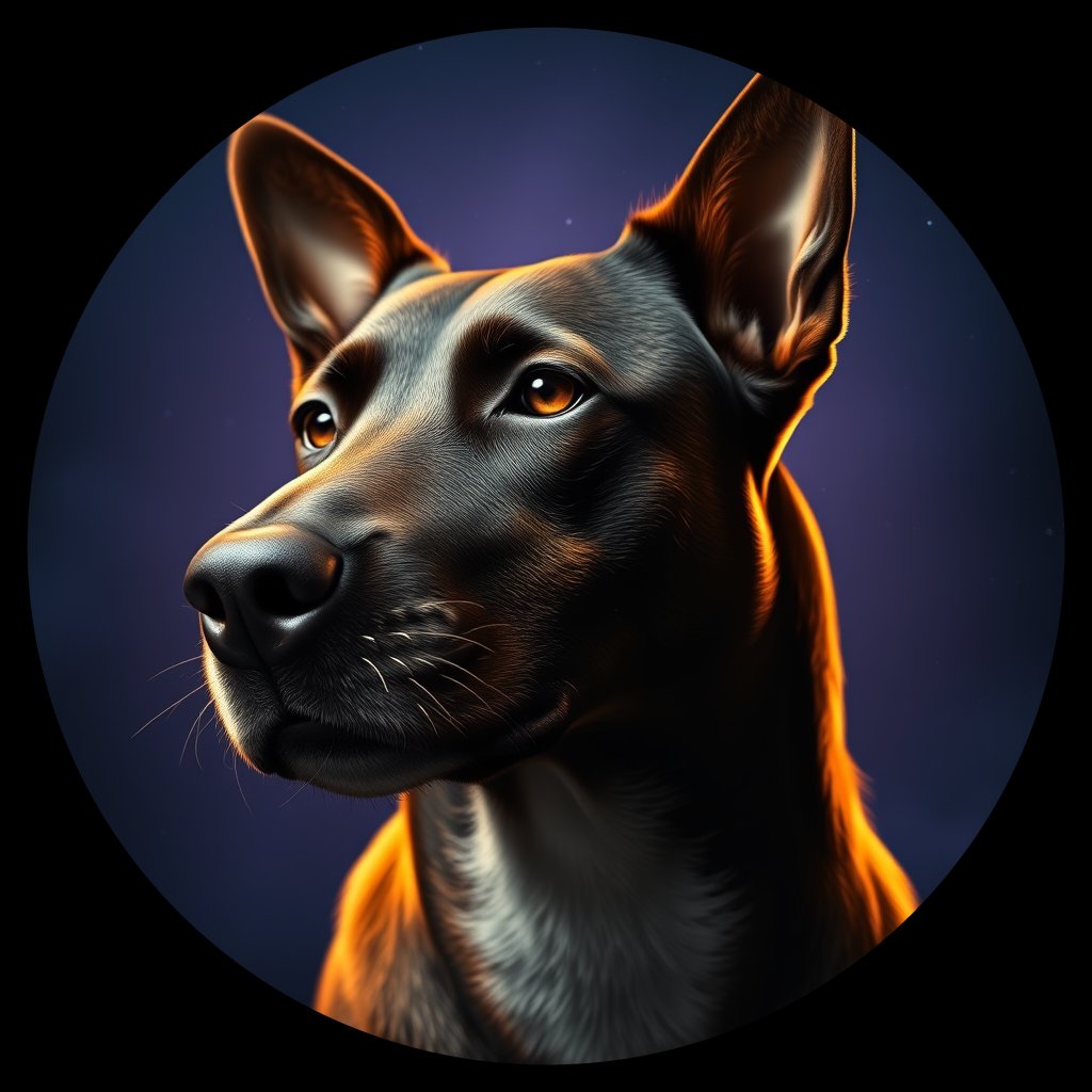 Cosmic medallion portrait of PFZ3G12_PFZ3G12, a Village Dog Puerto Rico