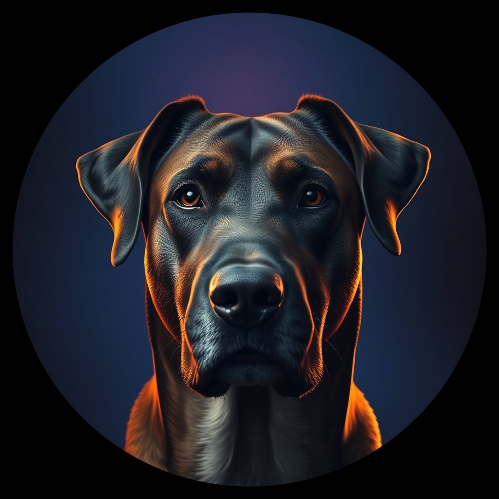 Cosmic medallion portrait of PFZ3H01_PFZ3H01, a Village Dog Portugal