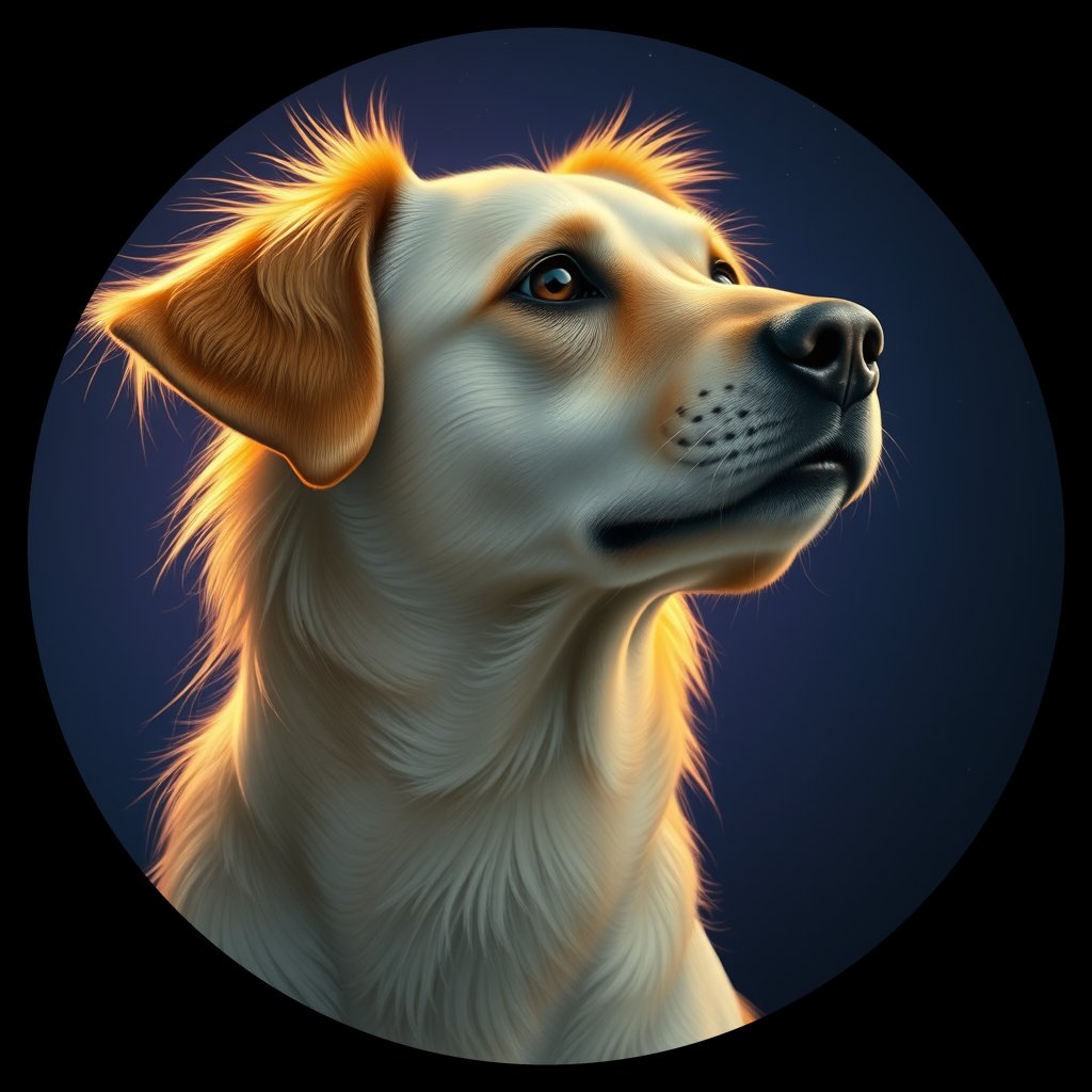 Cosmic medallion portrait of PFZ3H06_PFZ3H06, a Village Dog Mexico Morelia