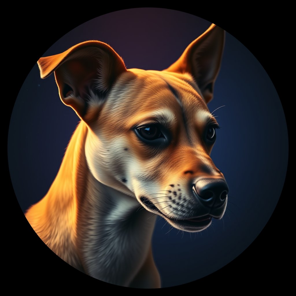 Cosmic medallion portrait of PFZ3H08_PFZ3H08, a Village Dog Namibia Northern