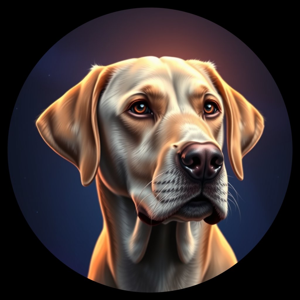 Cosmic medallion portrait of PFZ40A01_PFZ40A01, a Labrador Retriever