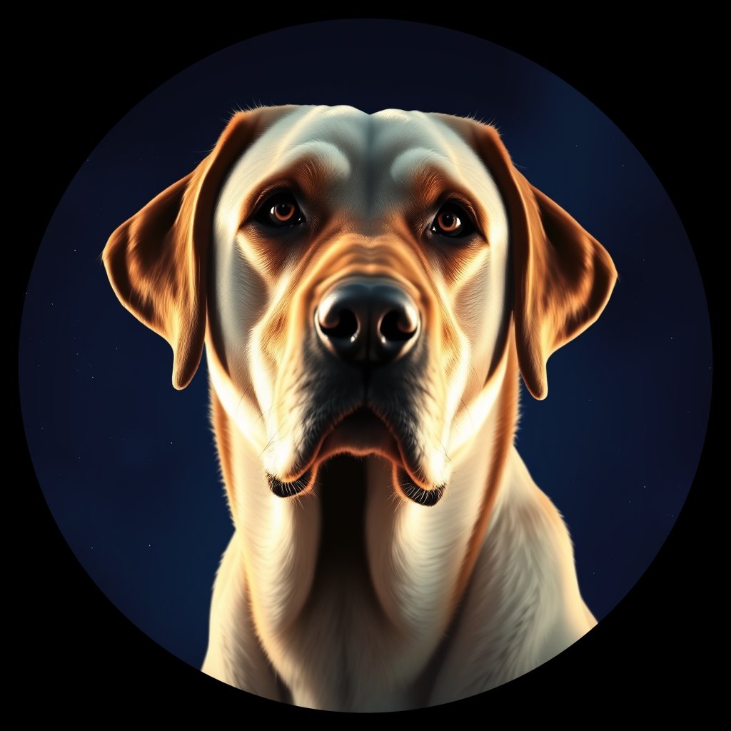 Cosmic medallion portrait of PFZ40A02_PFZ40A02, a Labrador Retriever