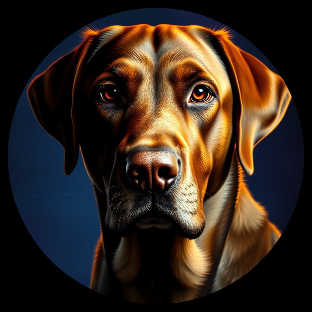 Cosmic medallion portrait of PFZ40A04_PFZ40A04, a Labrador Retriever