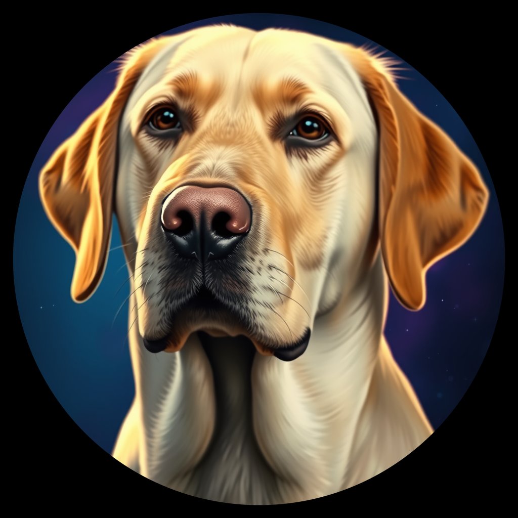 Cosmic medallion portrait of PFZ40A05_PFZ40A05, a Labrador Retriever
