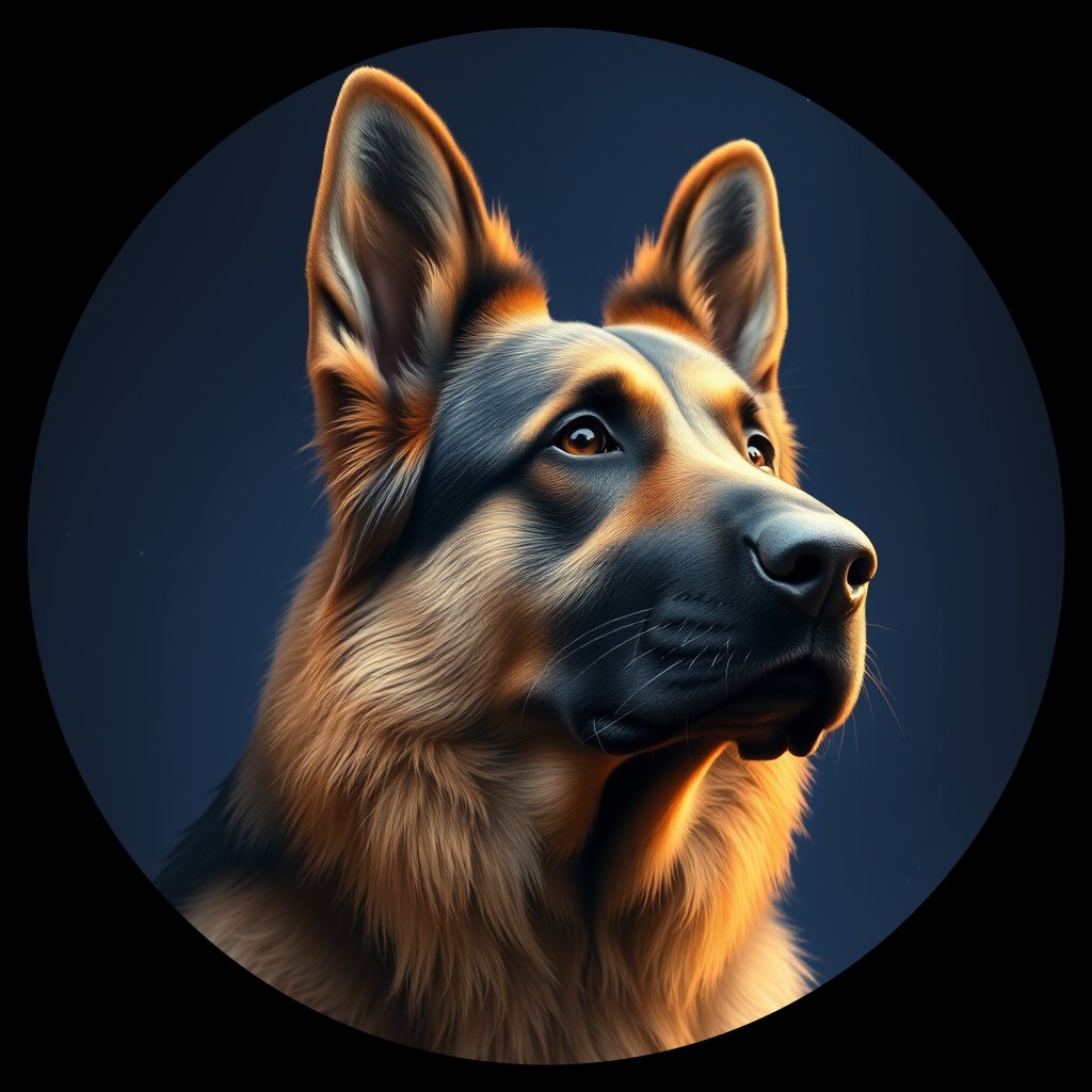 Cosmic medallion portrait of PFZ40A07_PFZ40A07, a German Shepherd