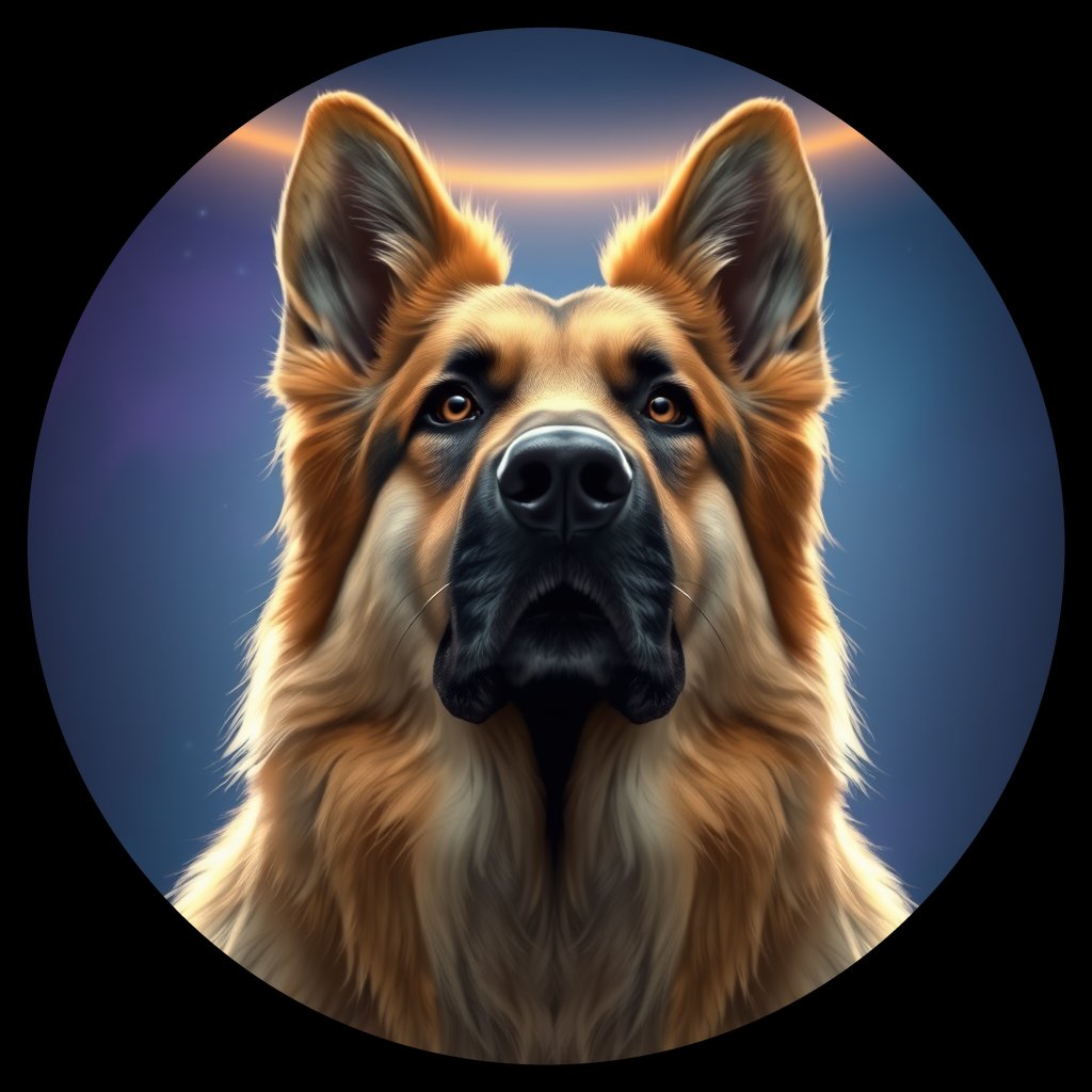 Cosmic medallion portrait of PFZ40A09_PFZ40A09, a German Shepherd
