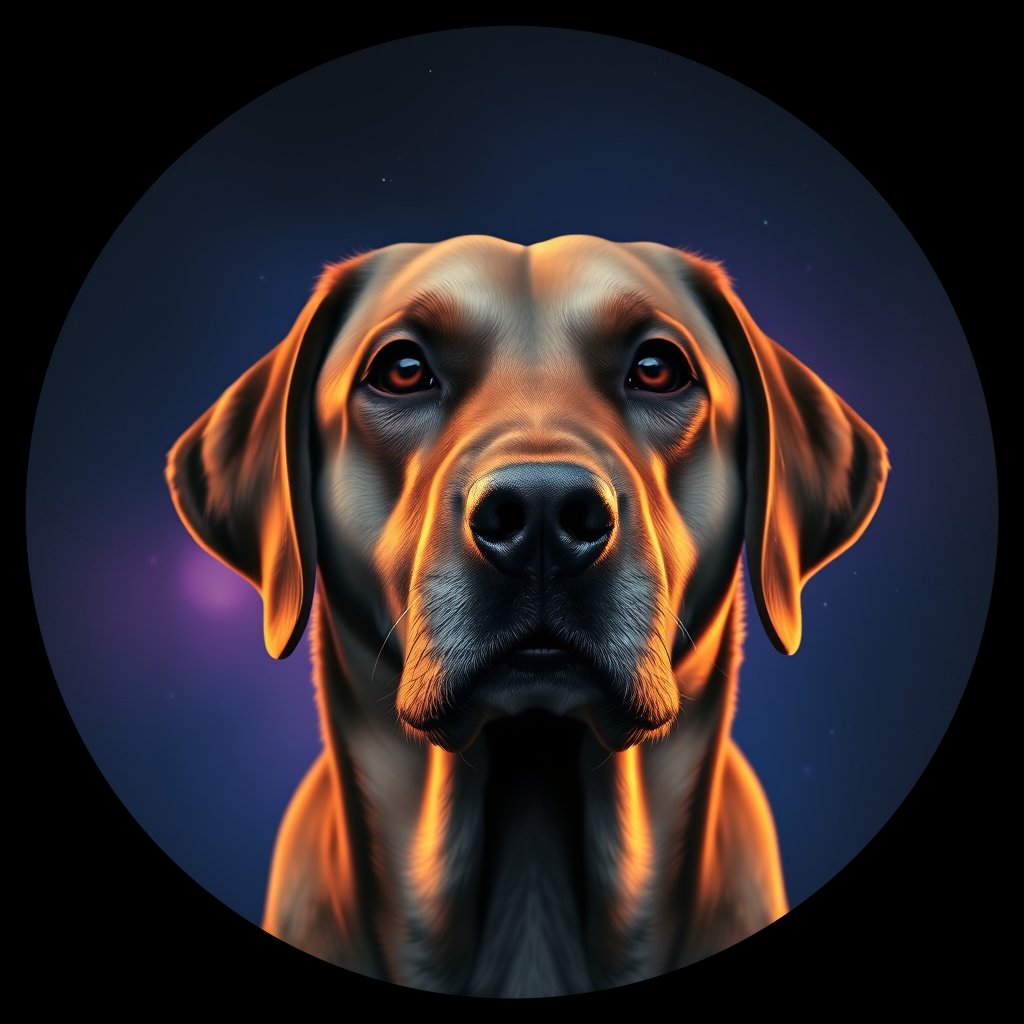 Cosmic medallion portrait of PFZ40B01_PFZ40B01, a Labrador Retriever