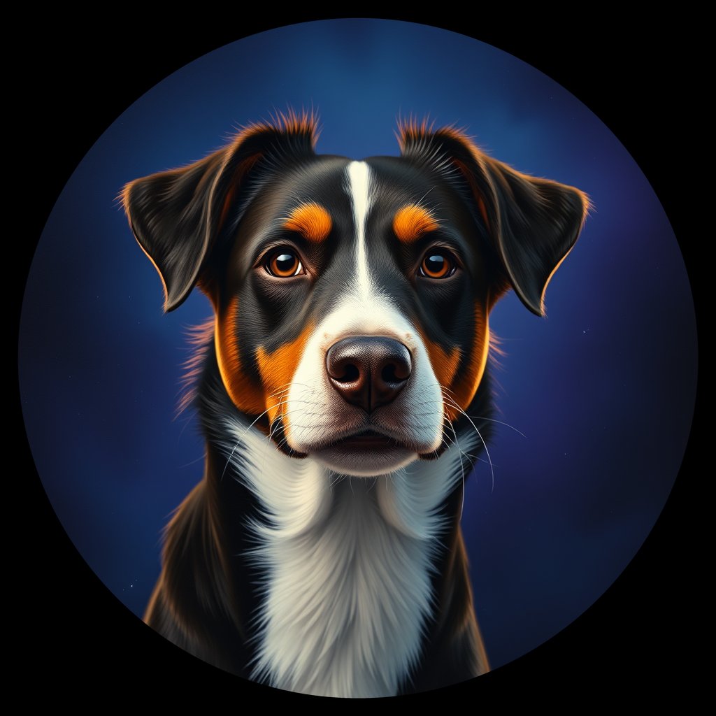 Cosmic medallion portrait of PFZ40B02_PFZ40B02, a Border Collie