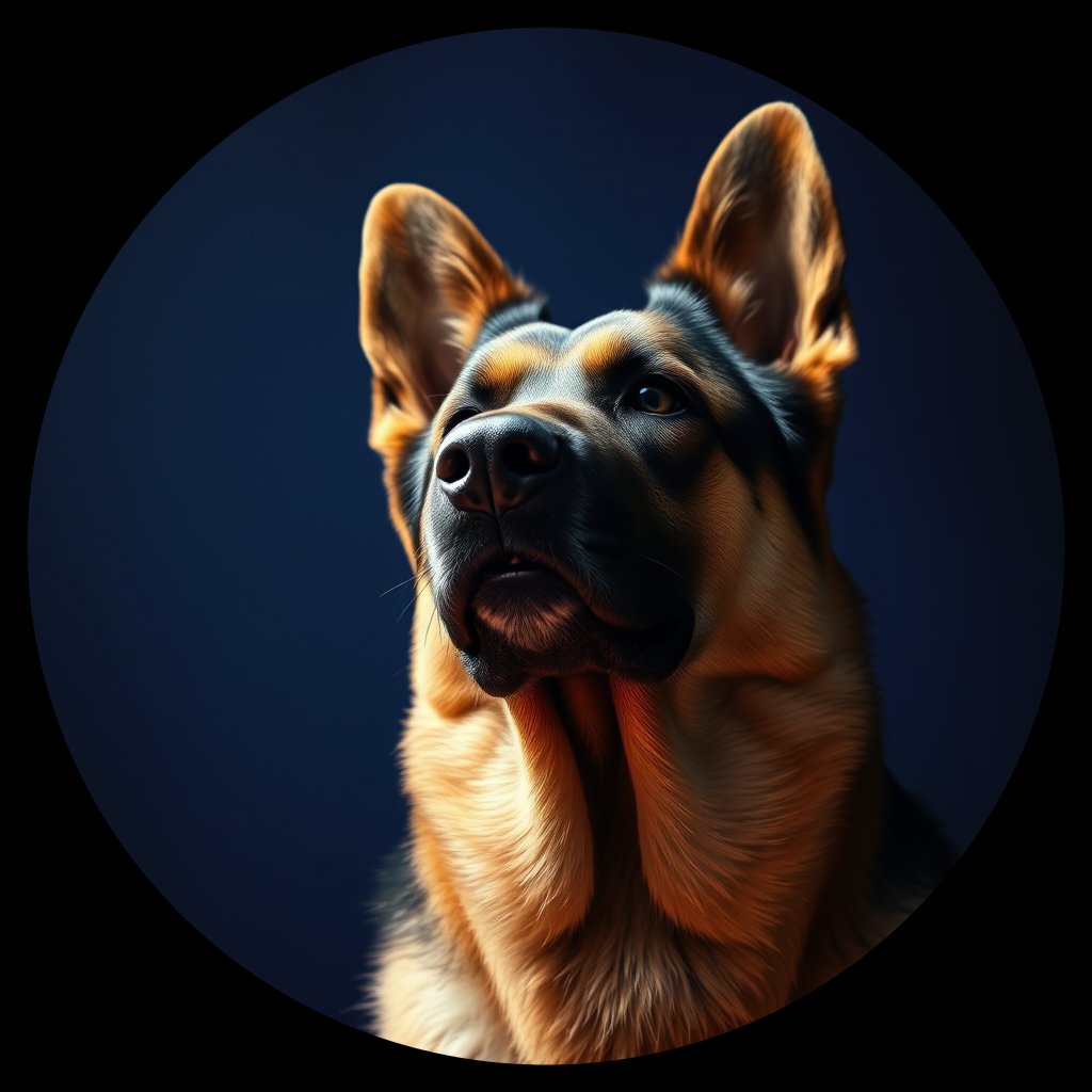 Cosmic medallion portrait of PFZ40B03_PFZ40B03, a German Shepherd