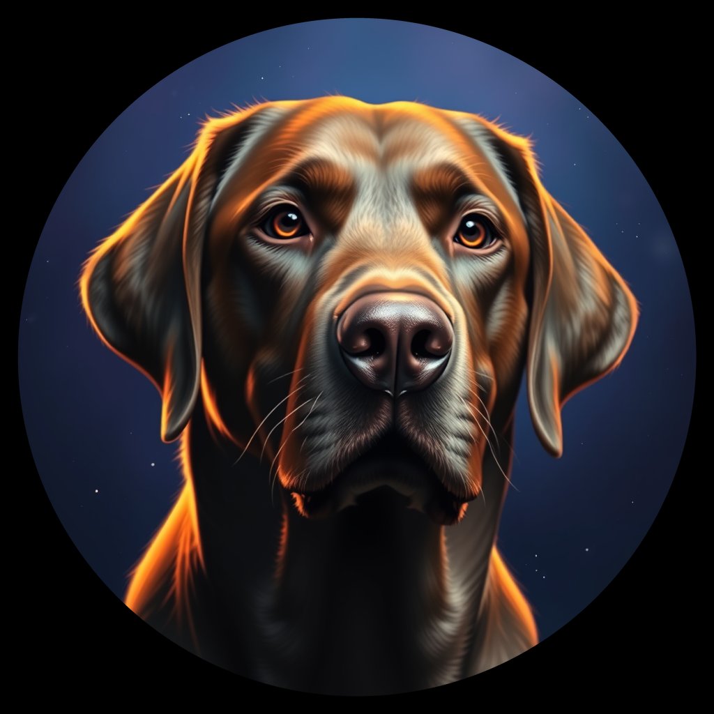 Cosmic medallion portrait of PFZ40B05_PFZ40B05, a Labrador Retriever