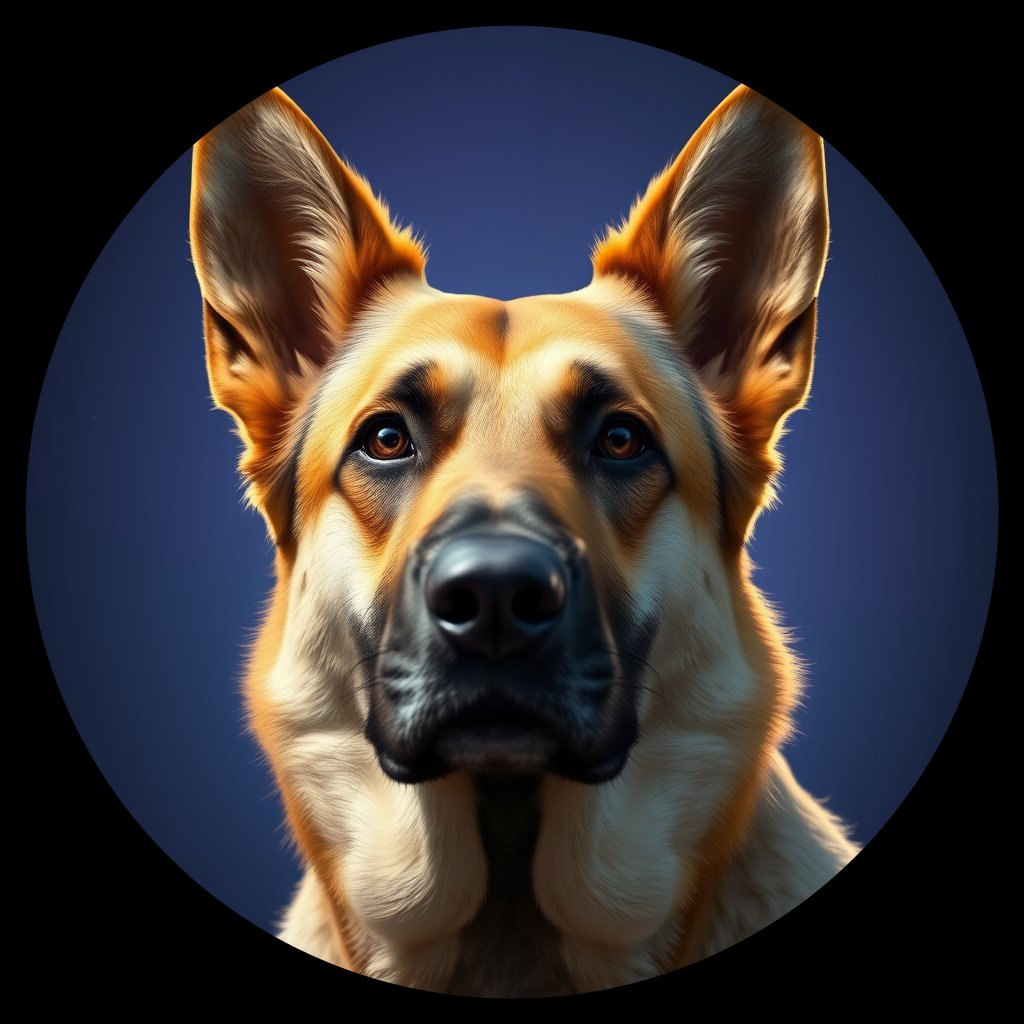 Cosmic medallion portrait of PFZ40B08_PFZ40B08, a German Shepherd