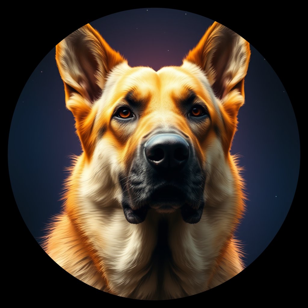 Cosmic medallion portrait of PFZ40B09_PFZ40B09, a German Shepherd