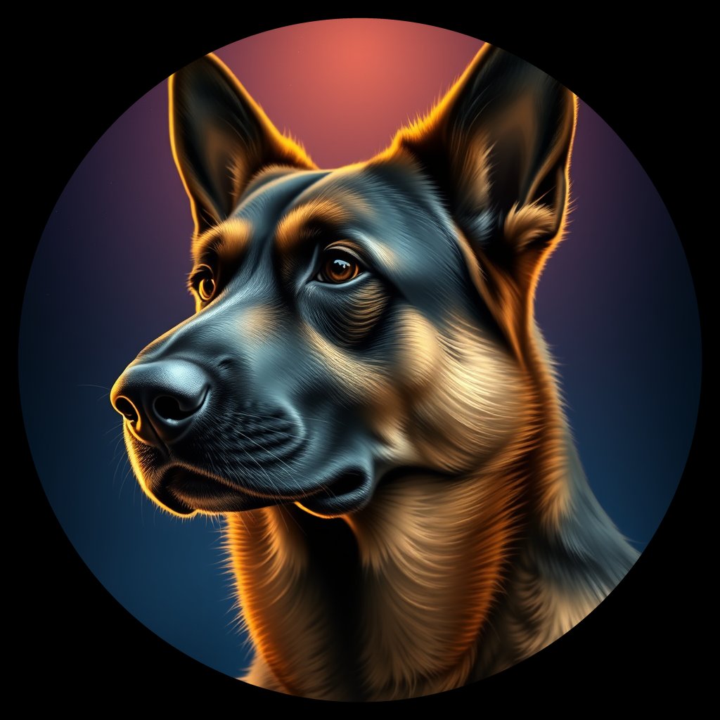 Cosmic medallion portrait of PFZ40B10_PFZ40B10, a German Shepherd