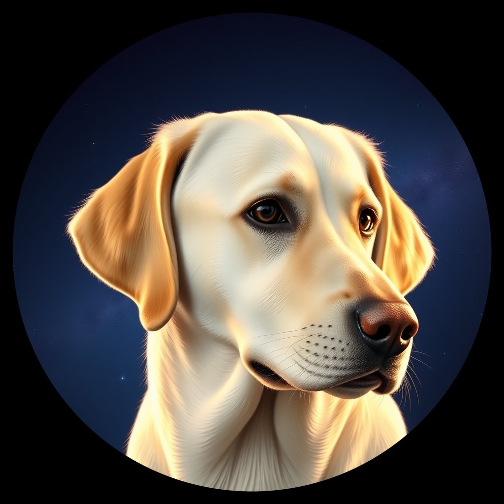 Cosmic medallion portrait of PFZ40C02_PFZ40C02, a Labrador Retriever