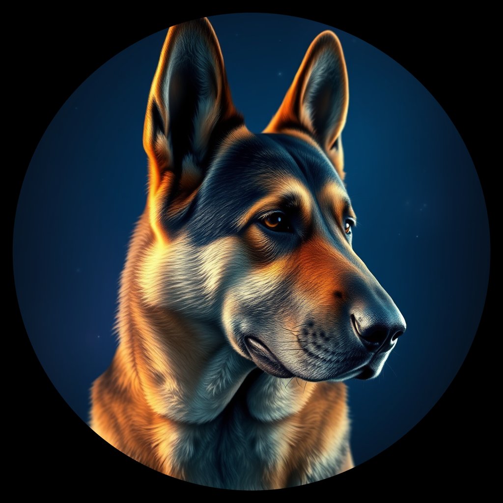 Cosmic medallion portrait of PFZ40C03_PFZ40C03, a German Shepherd