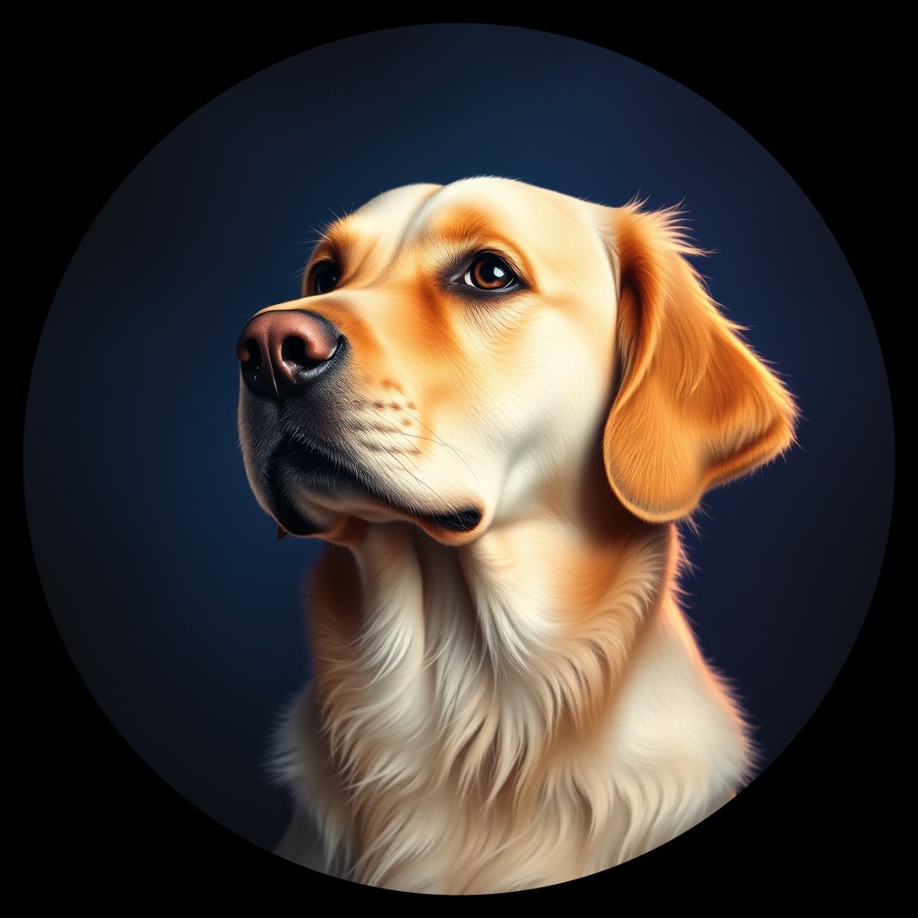 Cosmic medallion portrait of PFZ40C06_PFZ40C06, a Golden Retriever