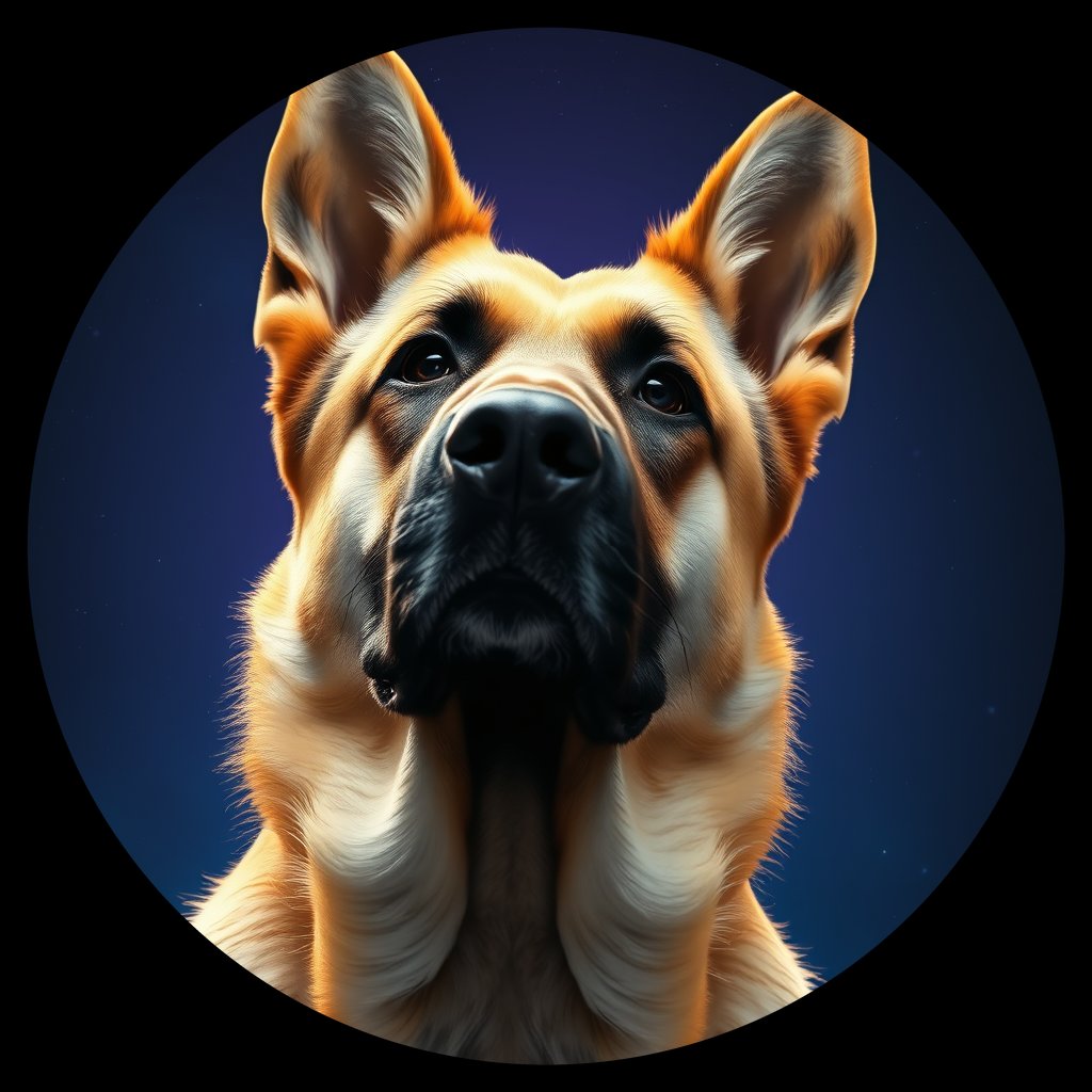 Cosmic medallion portrait of PFZ40C07_PFZ40C07, a German Shepherd