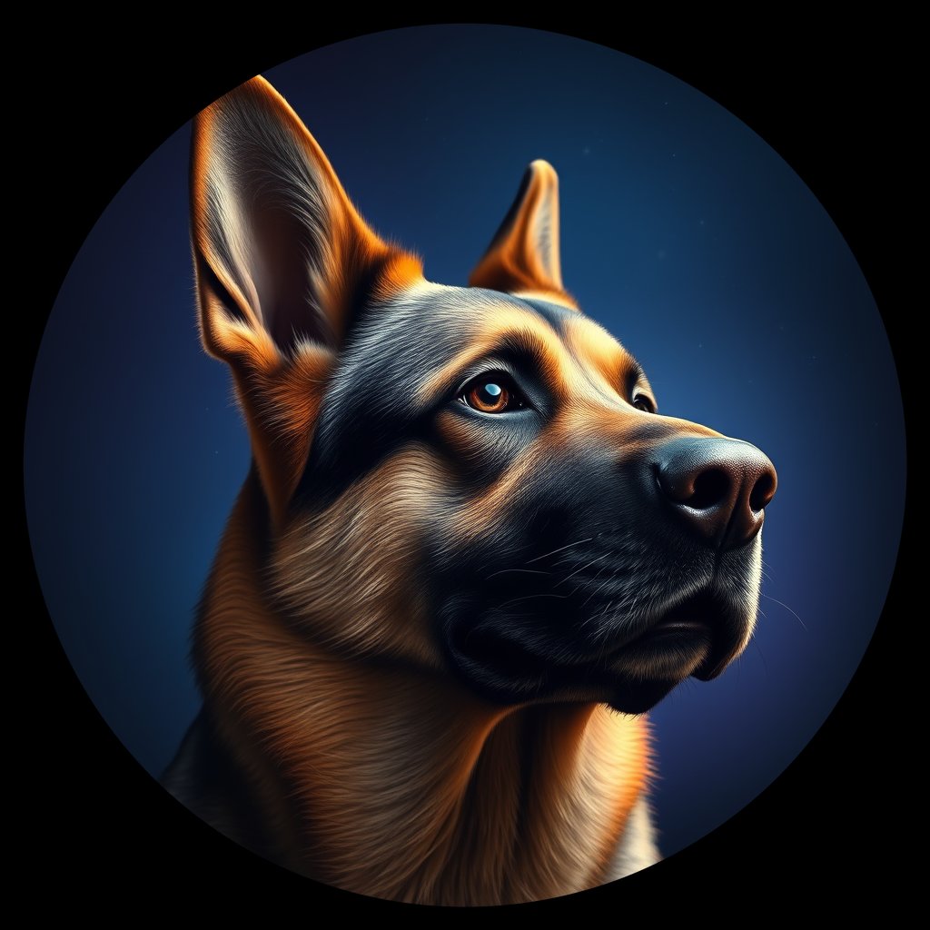 Cosmic medallion portrait of PFZ40C08_PFZ40C08, a German Shepherd