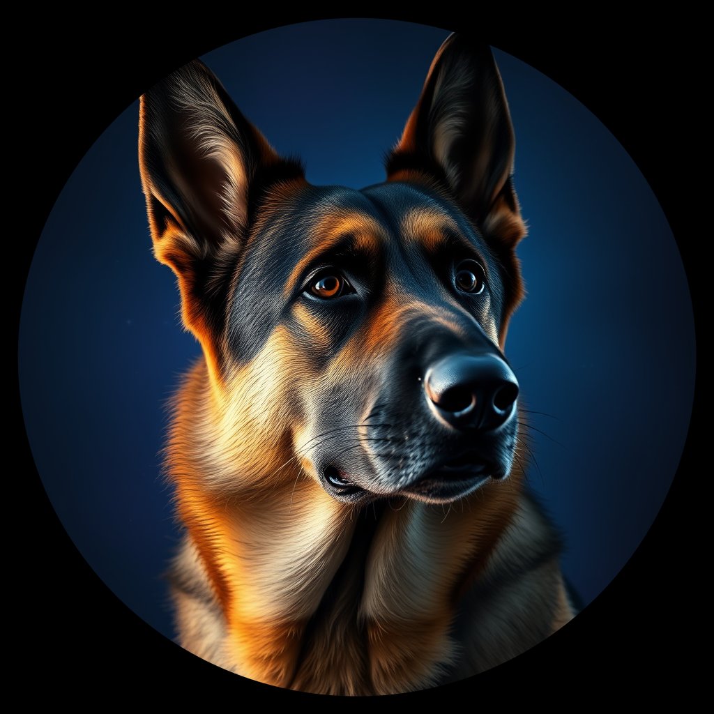 Cosmic medallion portrait of PFZ40C09_PFZ40C09, a German Shepherd