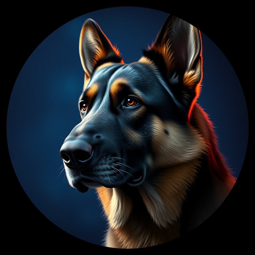 Cosmic medallion portrait of PFZ40C10_PFZ40C10, a German Shepherd