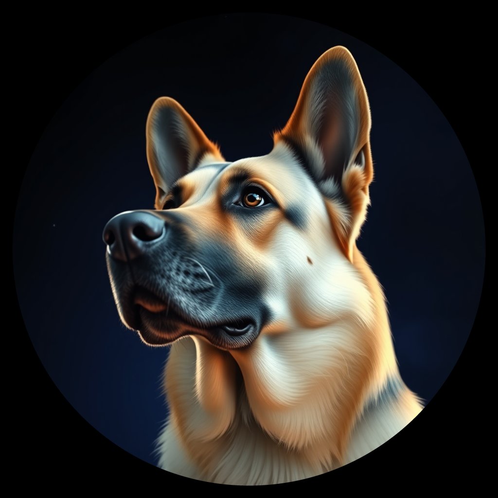 Cosmic medallion portrait of PFZ40C11_PFZ40C11, a German Shepherd