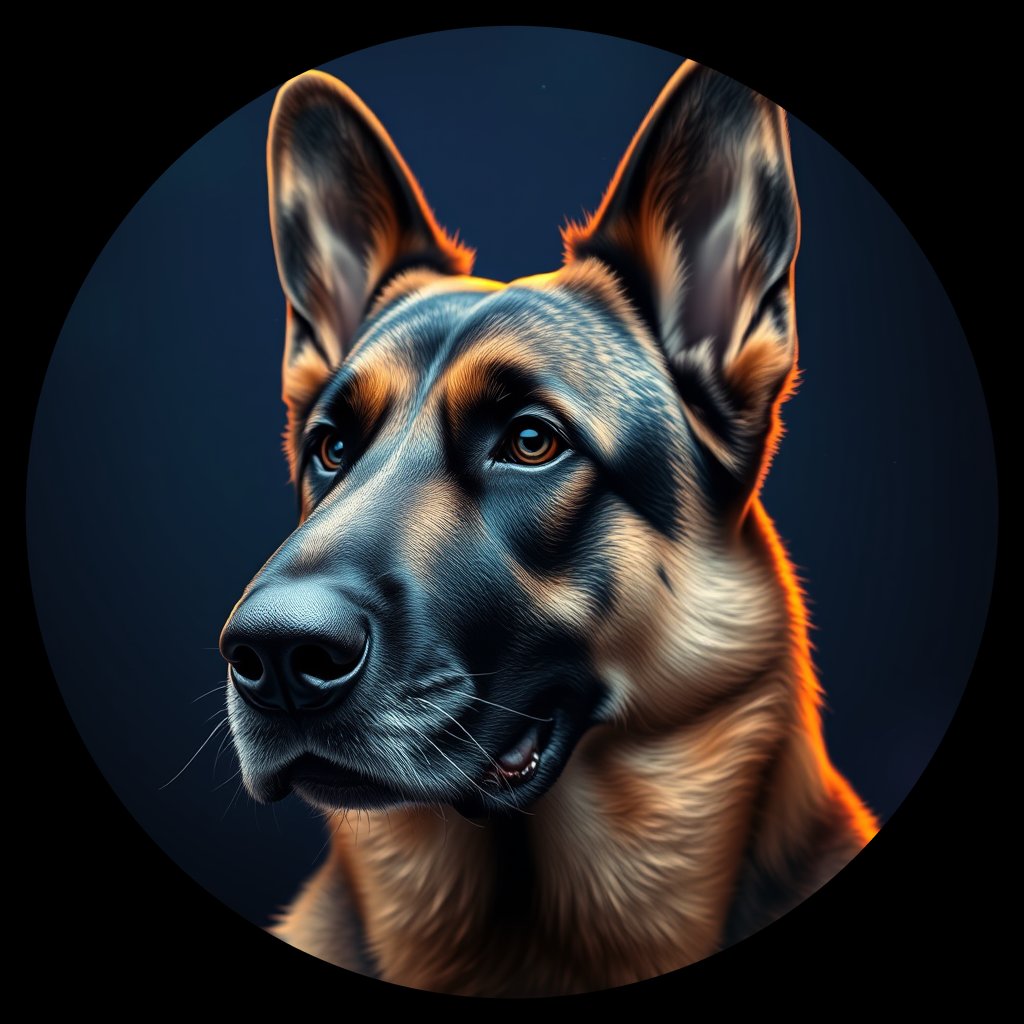 Cosmic medallion portrait of PFZ40C12_PFZ40C12, a German Shepherd
