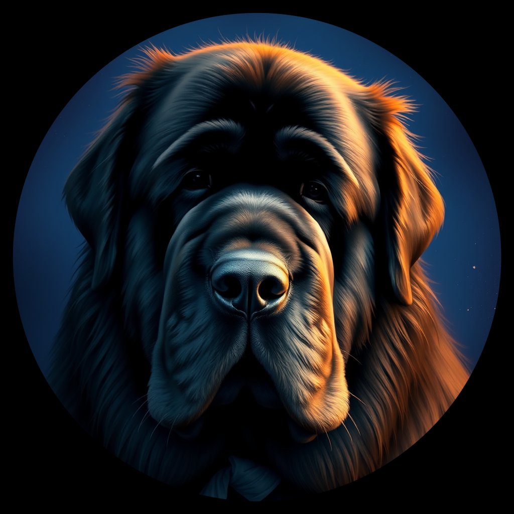 Cosmic medallion portrait of PFZ40D01_PFZ40D01, a Newfoundland