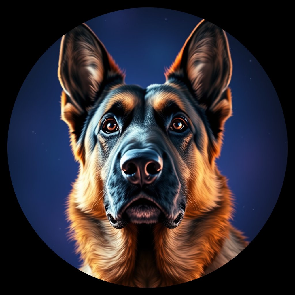 Cosmic medallion portrait of PFZ40D02_PFZ40D02, a German Shepherd