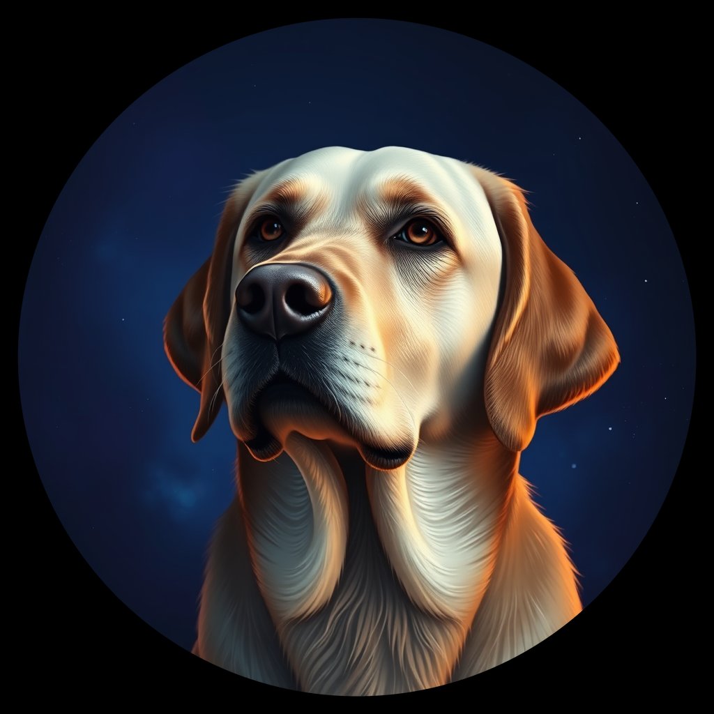 Cosmic medallion portrait of PFZ40D03_PFZ40D03, a Labrador Retriever