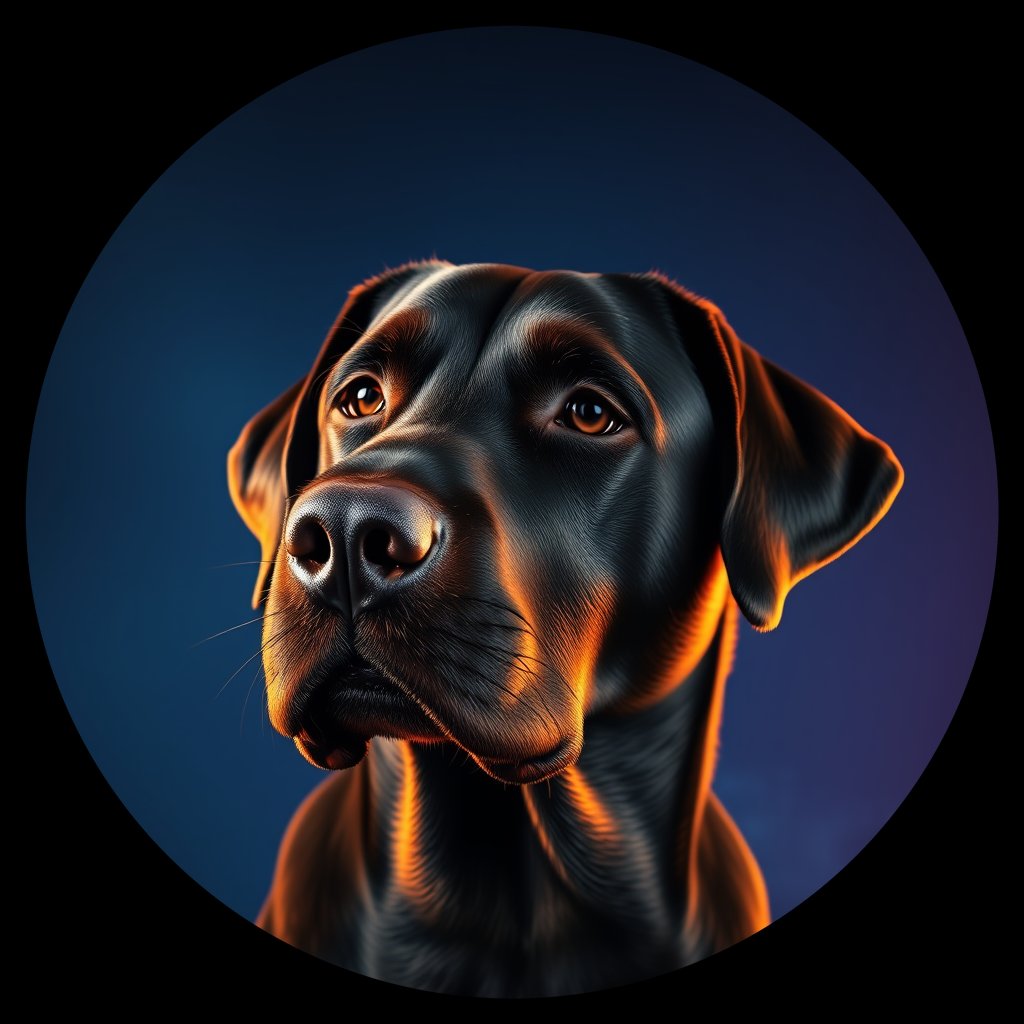 Cosmic medallion portrait of PFZ40D06_PFZ40D06, a Labrador Retriever