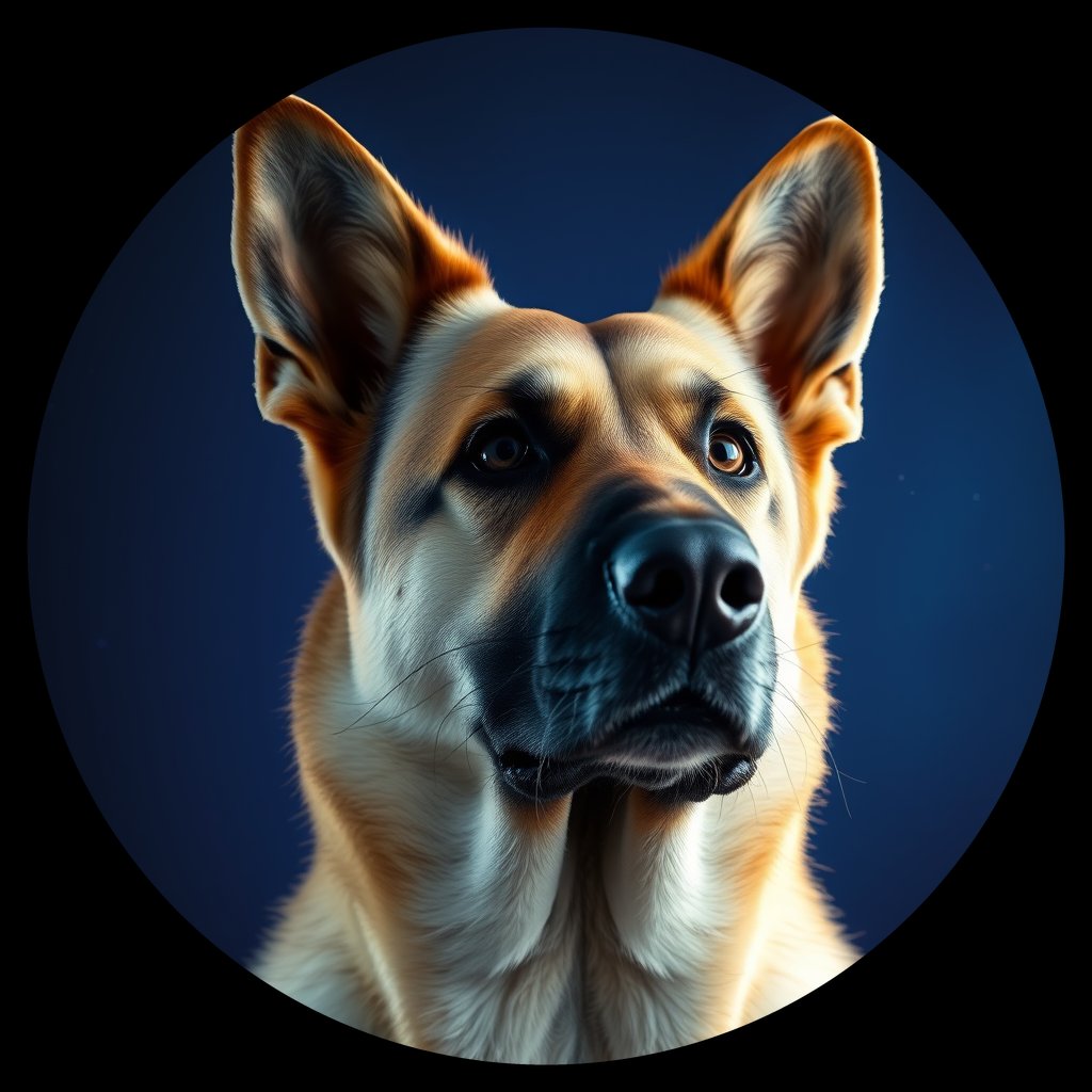 Cosmic medallion portrait of PFZ40D07_PFZ40D07, a German Shepherd