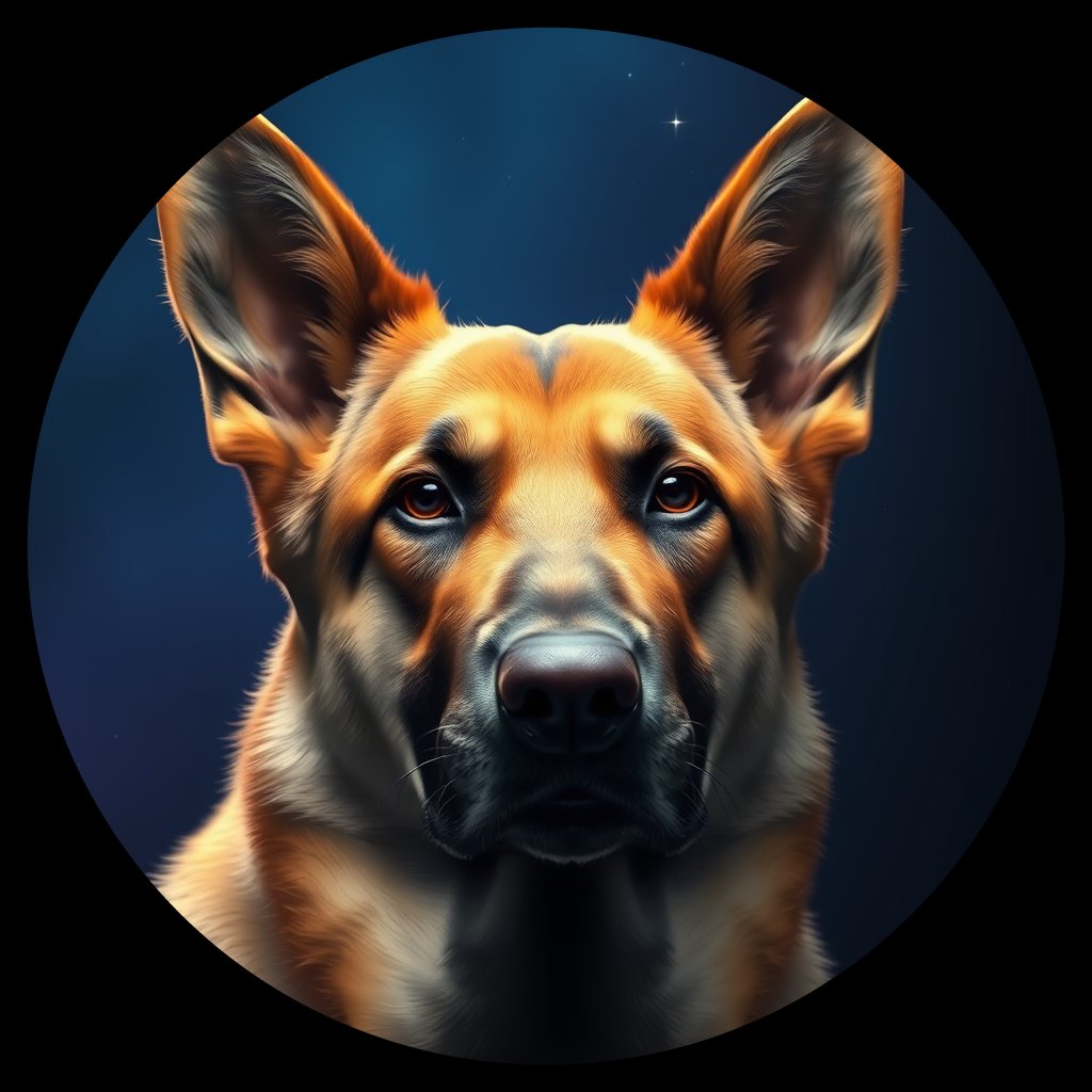 Cosmic medallion portrait of PFZ40D08_PFZ40D08, a German Shepherd