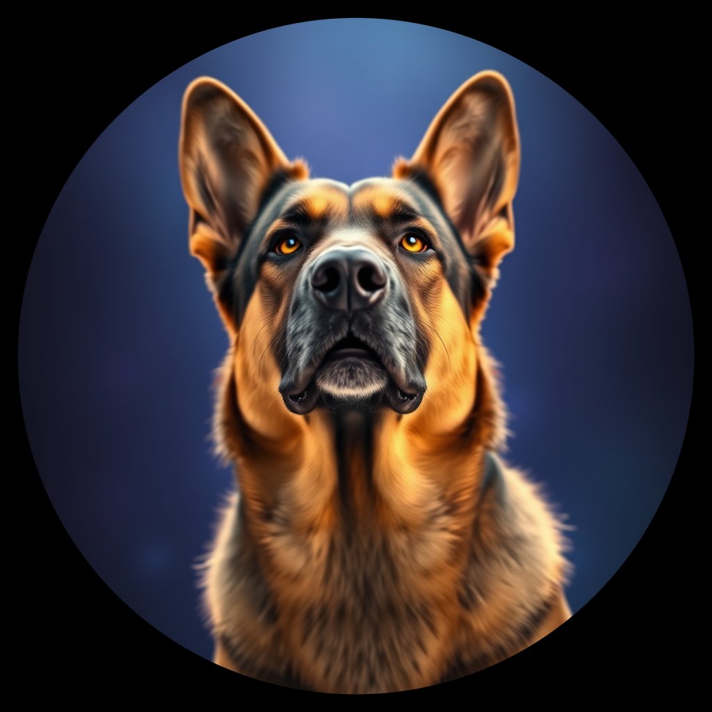 Cosmic medallion portrait of PFZ40D09_PFZ40D09, a German Shepherd
