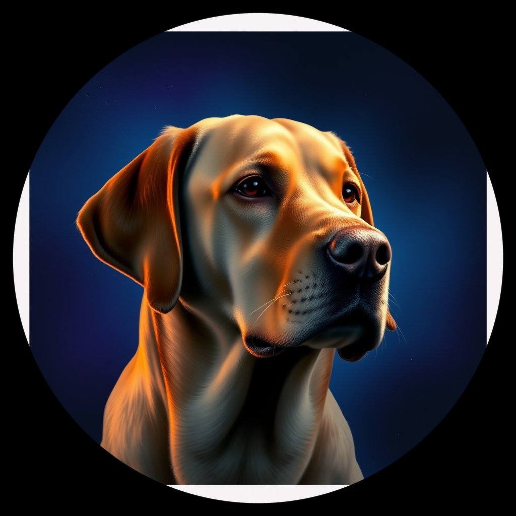 Cosmic medallion portrait of PFZ40E01_PFZ40E01, a Labrador Retriever