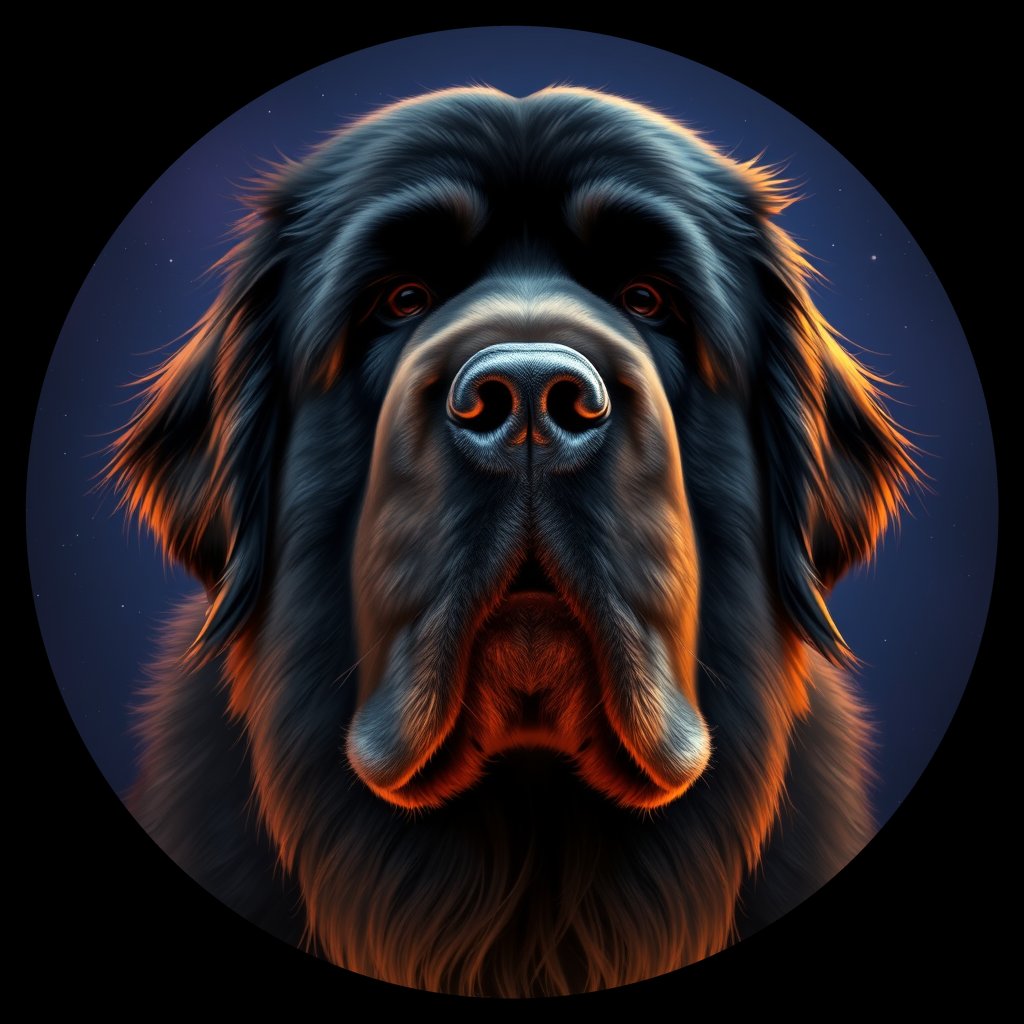 Cosmic medallion portrait of PFZ40E02_PFZ40E02, a Newfoundland