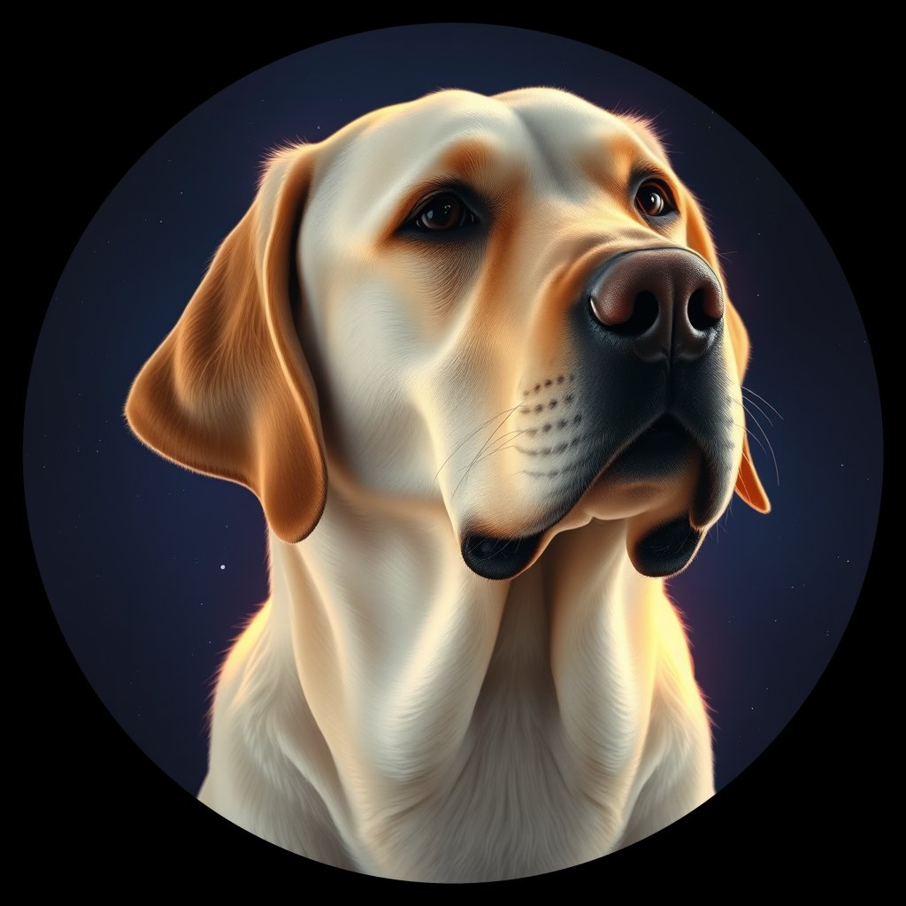 Cosmic medallion portrait of PFZ40E03_PFZ40E03, a Labrador Retriever