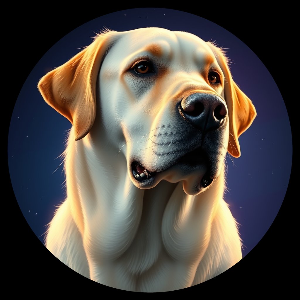 Cosmic medallion portrait of PFZ40E04_PFZ40E04, a Labrador Retriever