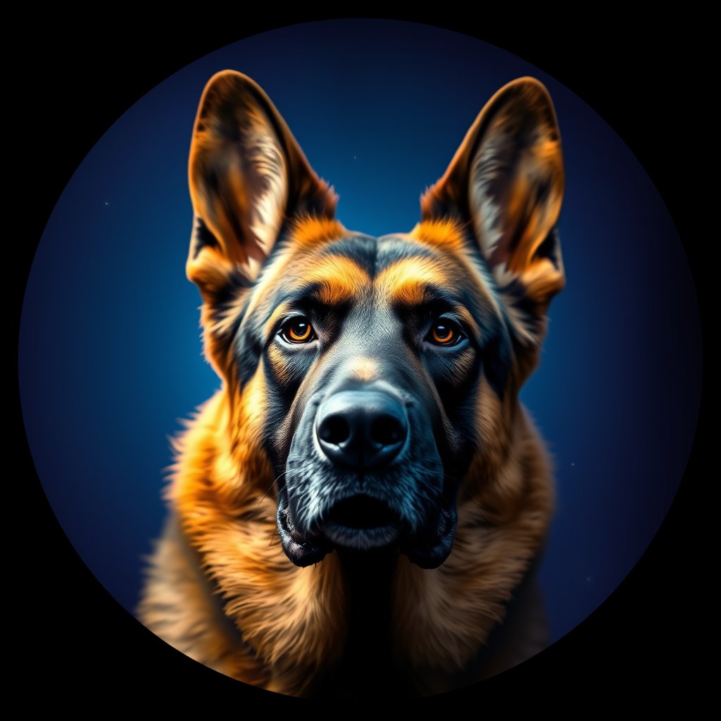 Cosmic medallion portrait of PFZ40E07_PFZ40E07, a German Shepherd