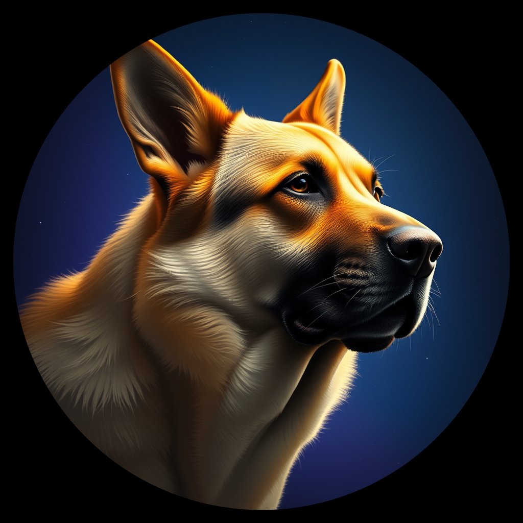 Cosmic medallion portrait of PFZ40E09_PFZ40E09, a German Shepherd