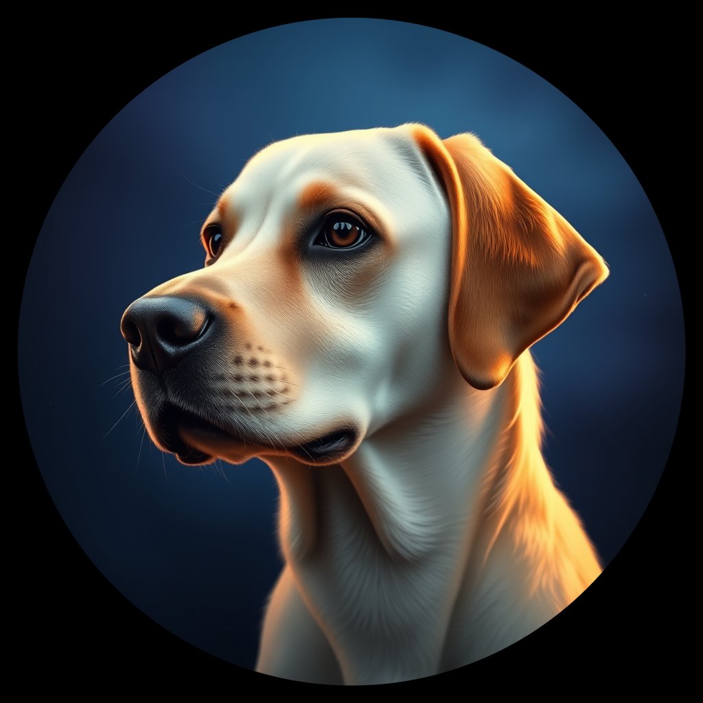Cosmic medallion portrait of PFZ40F01_PFZ40F01, a Labrador Retriever