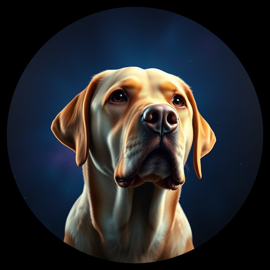 Cosmic medallion portrait of PFZ40F02_PFZ40F02, a Labrador Retriever