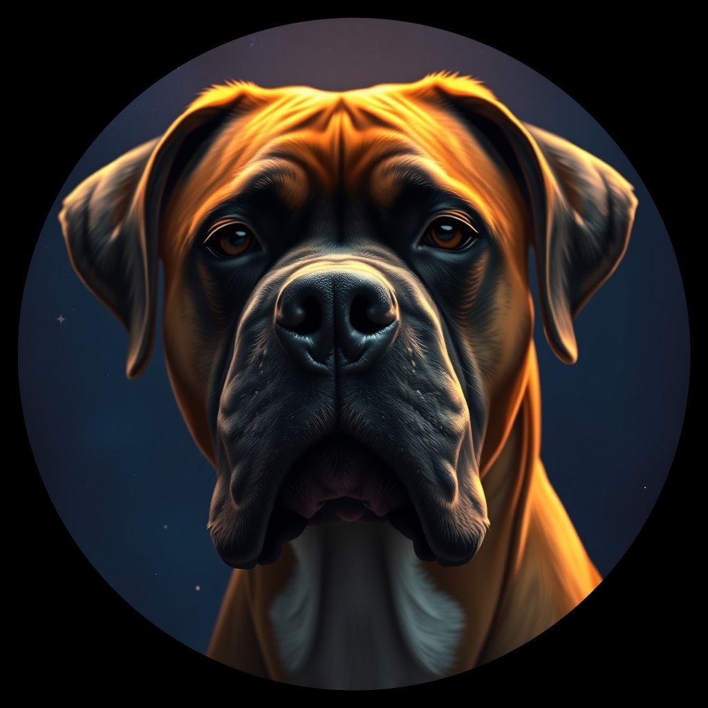 Cosmic medallion portrait of PFZ40F03_PFZ40F03, a Boxer